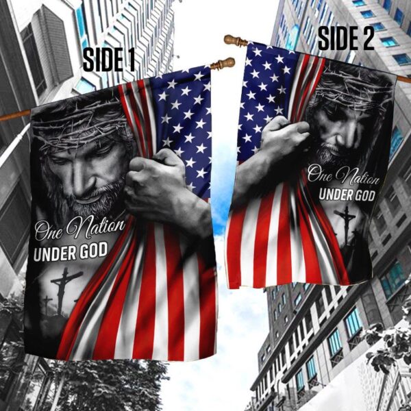 One Nation Under God Jesus Flag – Outdoor Christian Scripture Garden Banner