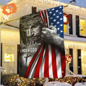 One Nation Under God Jesus Flag - Outdoor Christian Scripture Garden Banner