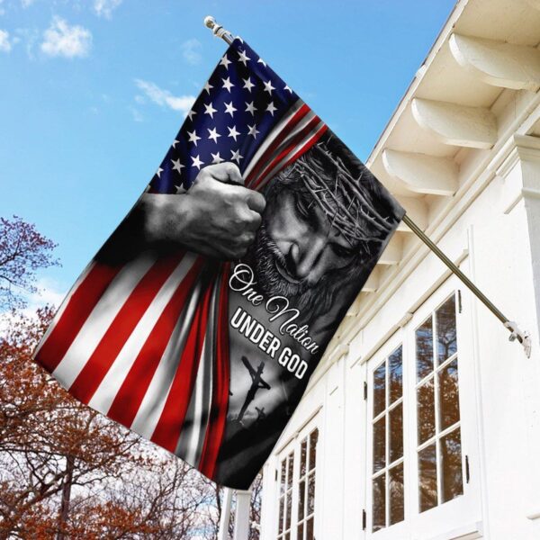 One Nation Under God Jesus Flag – Outdoor Christian Scripture Garden Banner