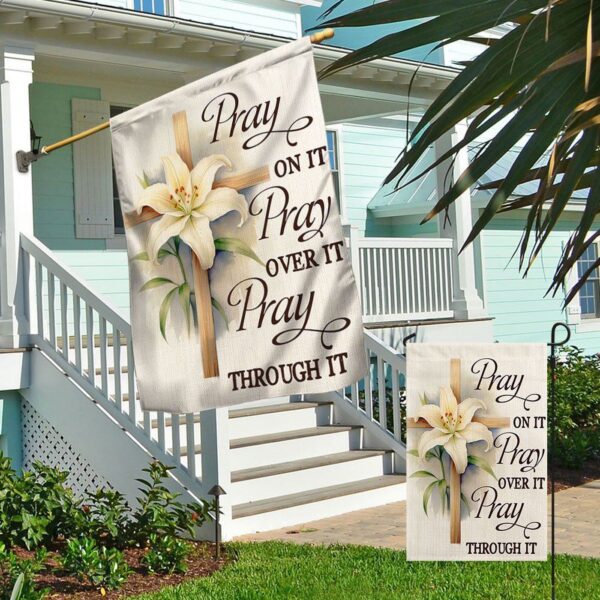 Jesus Flag Pray On It Cross Outdoor Christian House Flag – Scripture Garden Banner