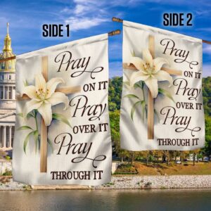 Jesus Flag Pray On It Cross Outdoor Christian House Flag - Scripture Garden Banner 3