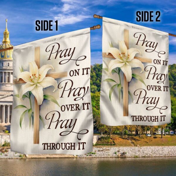 Jesus Flag Pray On It Cross Outdoor Christian House Flag – Scripture Garden Banner