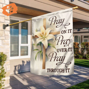 Jesus Flag Pray On It Cross Outdoor Christian House Flag - Scripture Garden Banner