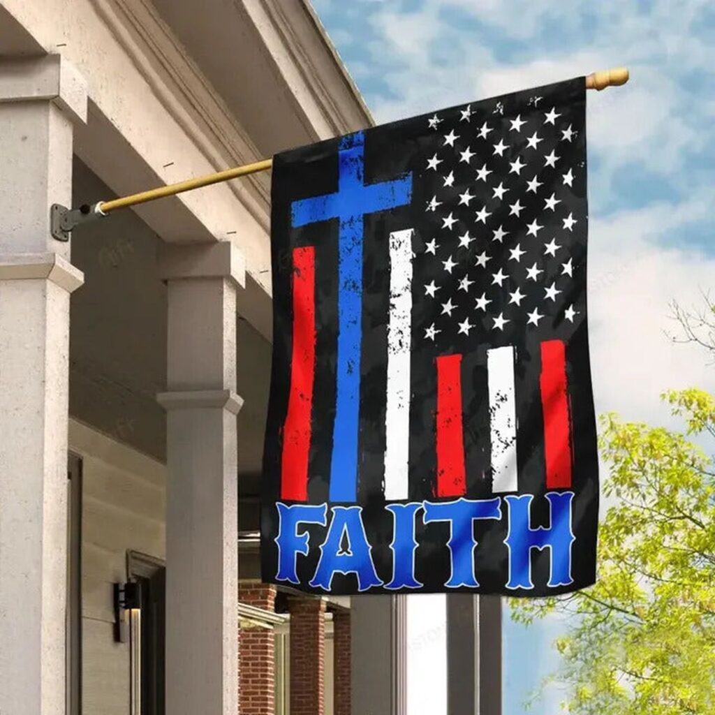 Faithful Expression: Jesus American Flag for Christians – Blue Black Red White House Flag Faithful Expression: Jesus American Flag for Christians – Blue Black Red White House Flag