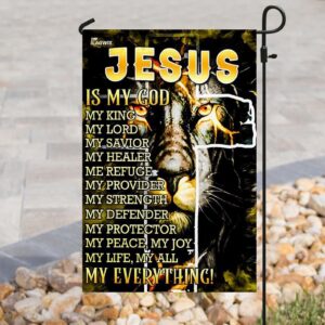 Jesus Lion Black Garden & House Flag - My God King Lord - Unique Christian Decor 1