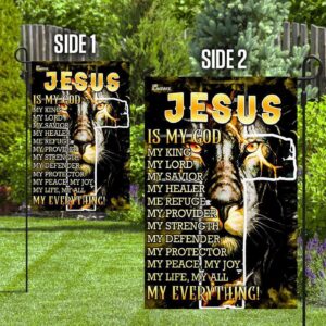 Jesus Lion Black Garden & House Flag - My God King Lord - Unique Christian Decor 3