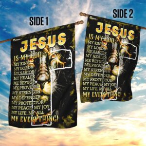 Jesus Lion Black Garden Flag 2025 - My God My King My Lord House Flag 1