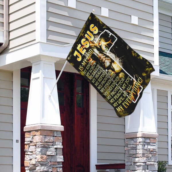 Jesus Lion Black Garden Flag 2025 – My God My King My Lord House Flag