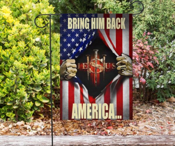Jesus Three Nail Garden Flag – Bring Him Back to America Christian House Flags