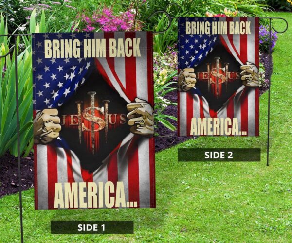 Jesus Three Nail Garden Flag – Bring Him Back to America Christian House Flags