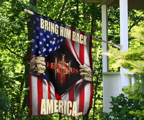 Jesus Three Nail Garden Flag – Bring Him Back to America Christian House Flags