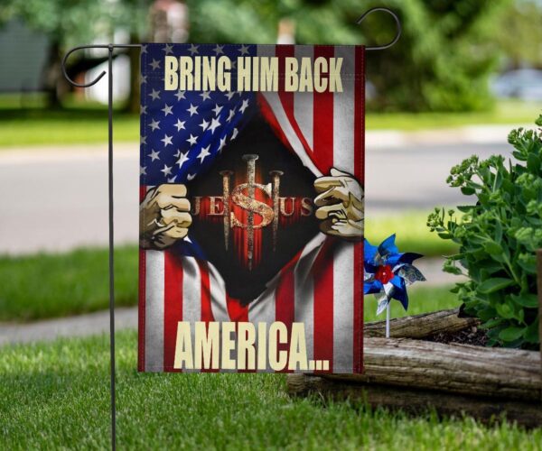 Jesus Three Nail House Flag Bring Him Back America Christian Garden Flags