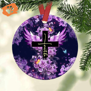 Jesus God Bless Our Home Ceramic Ornament - Butterfly Circle Design