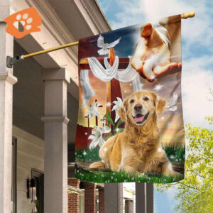 Jesus Golden Retriever Flag Jesus Is My Savior Flag Dog Lovers Gift