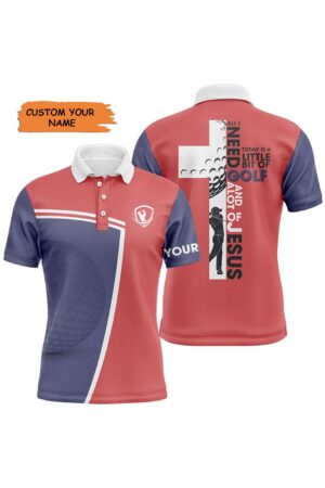 Personalized Jesus Golf Custom Name Men Polo Shirt - Perfect Gift for Golf Lover Husband - All I Need Today Is Golf and Jesus 1