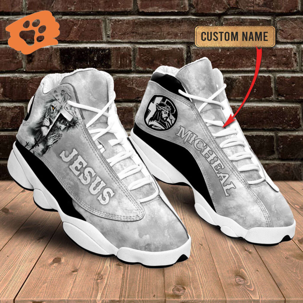 Jesus Gray Lion custom name Air Jordan 13 Shoes – Gift for Men Women Jesus Gray Lion custom name Air Jordan 13 Shoes – Gift for Men Women