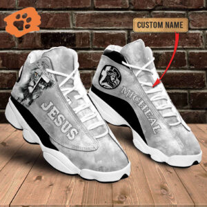 Jesus Gray Lion custom name Air Jordan 13 Shoes - Gift for Men Women