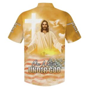 Men s Jesus Greets You Christian Faith American Flag Hawaiian Shirt – Perfect Gift for Christian Men 1