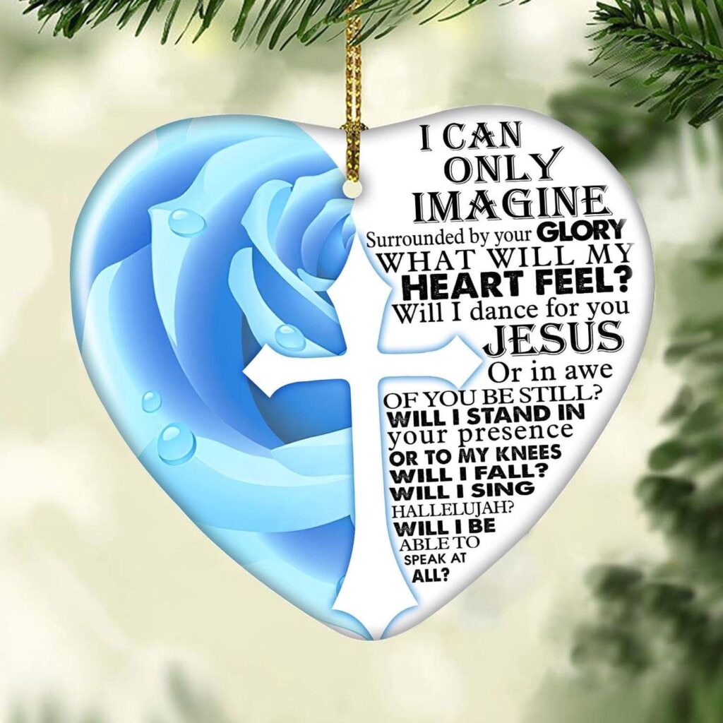 Jesus – Half rose with cross – I can only imagine – Ceramic Heart Ornament Jesus – Half rose with cross – I can only imagine – Ceramic Heart Ornament
