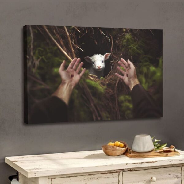Jesus’ Hand Reaching Out to Rescue a Lamb Wall Art Canvas
