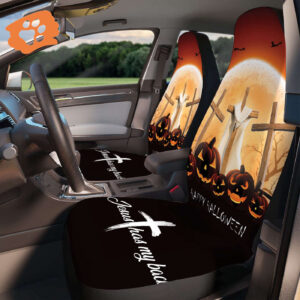 Happy Halloween Pumpkin Jesus Car Seat Cover - Protect Your Seats in Style