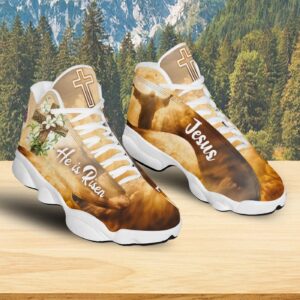 Jesus He Is Risen Basketball Shoes, Christian Lily Cross Running Shoes, God Prayers Footwear Unisex, Religious Gift 1
