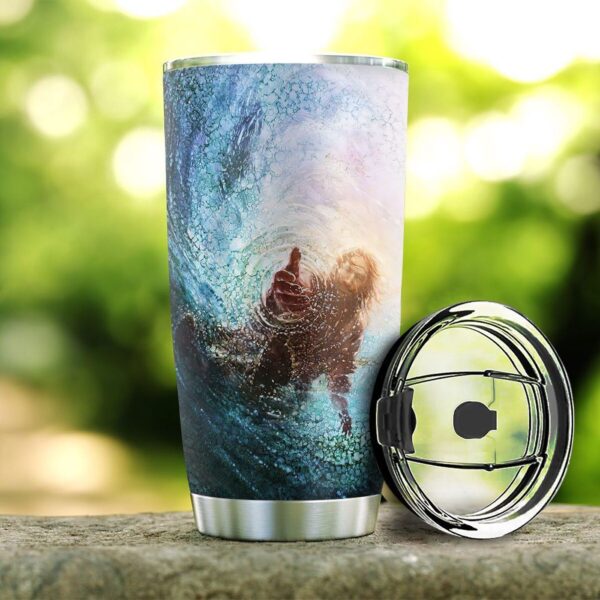 Jesus He Never Leaves Stainless Steel Tumbler – Jesus Lover Men Women