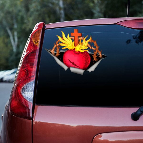 Jesus Heart 3D Vinyl Car Decal Sticker – Car Decor Gift