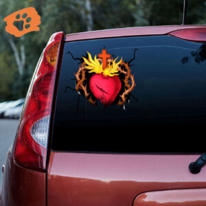 Jesus Heart 3D Vinyl Car Decal Sticker - Car Decor Gift