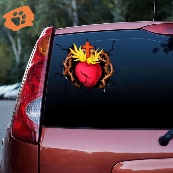 Jesus Heart 3D Vinyl Car Decal Sticker – Car Decor Gift