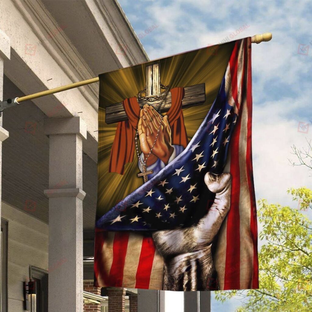 American Flag Jesus House Flag: Praying Hand Cross Christian Flag American Flag Jesus House Flag: Praying Hand Cross Christian Flag