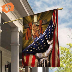 American Flag Jesus House Flag 2025 - Praying Hand Cross Christian Flags