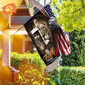 Jesus Faith Over Fear Garden Flag God Lion American Flag 2025 Design