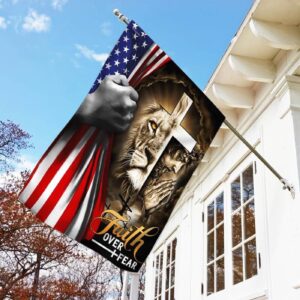 Jesus Faith Over Fear Garden Flag God Lion American Flag 2025 Design 3