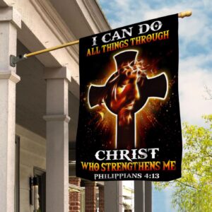 Black Jesus House Flag - I Can Do All Things Through Christ - Garden Flag