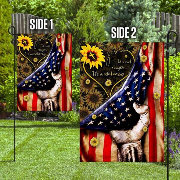 2025 Jesus House & Garden Flag Set It s Not Religion It s Relationship Sunflower Christian Flags