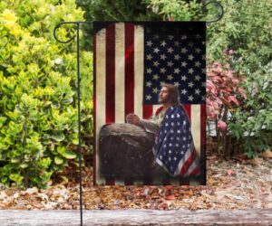 3D Jesus Christ Praying Garden Flag American Flag Jesus House Decor 2025 1