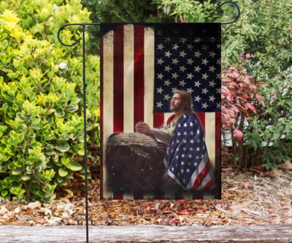 3D Jesus Christ Praying Garden Flag American Flag Jesus House Decor 2025