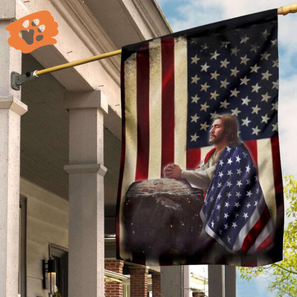 3D Jesus Christ Praying Garden Flag American Flag Jesus House Decor 2025