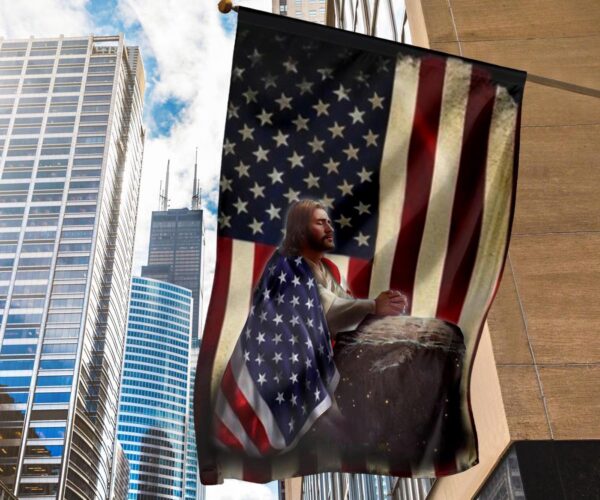 3D Jesus Christ Praying Garden Flag American Flag Jesus House Decor 2025