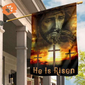 Jesus He Is Risen Cross 3D Garden Flag Christian Flags for Jesus House and Garden 2025