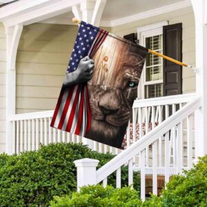 Jesus Holding Lamb In Lion s Eye Garden Flag - American Flag Design