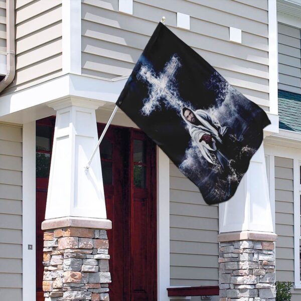 Jesus Saves Us Garden Flag Christian Black White House Flag