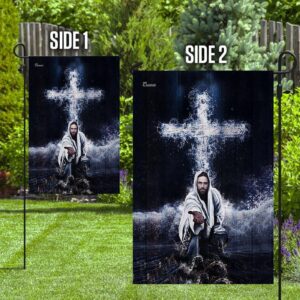 Jesus Saves Us Garden Flag Black White Christian Flag 2025 1