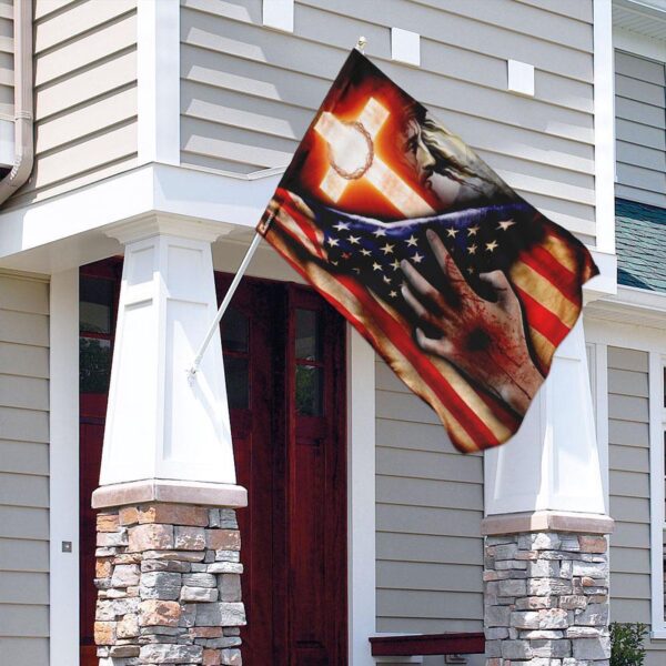 Jesus Garden Flag 2025: The Nail Scarred Hand Cross American Flag – Jesus House Flag