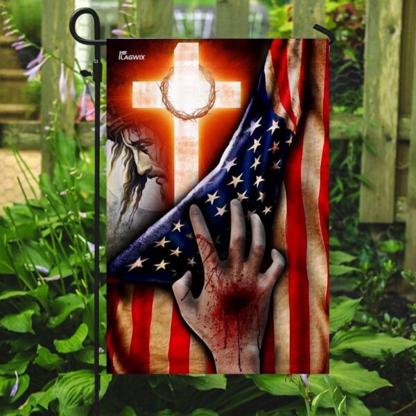 Jesus Garden Flag 2025: The Nail Scarred Hand Cross American Flag – Jesus House Flag