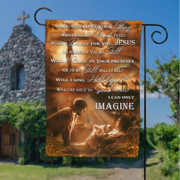 Jesus House Garden Flag – Surrounded By Glory – Brown Flag Design