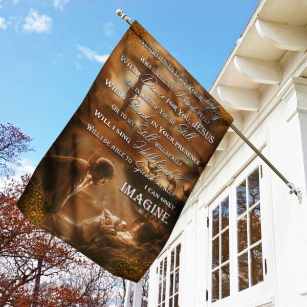 Jesus House Garden Flag – Surrounded By Glory – Brown Flag Design