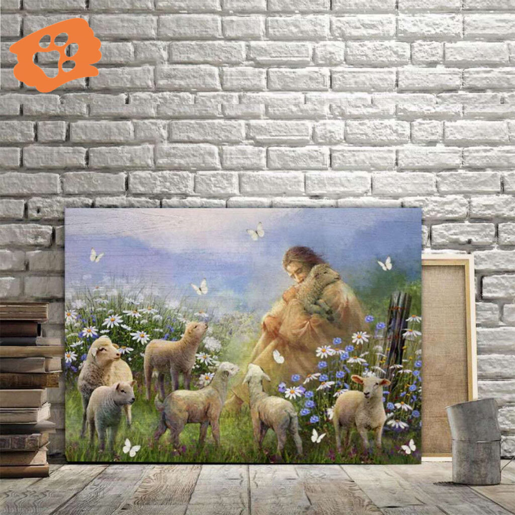 Jesus Hug a Lamb Poster for Home Decor Gift Jesus Hug a Lamb Poster for Home Decor Gift