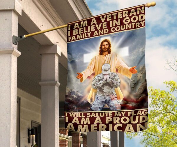 Jesus I Am A Veteran And I Believe In God Flag Christian Patriotic Proud Veteran Gift